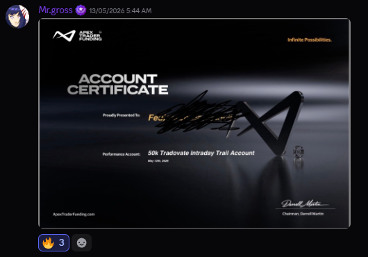 Student certificate and milestone shared in the BonoTrades community, screenshot 4.