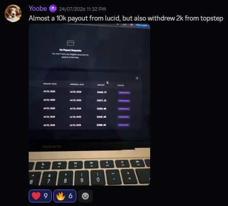 Student certificate and milestone shared in the BonoTrades community, screenshot 9.